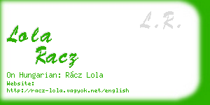 lola racz business card